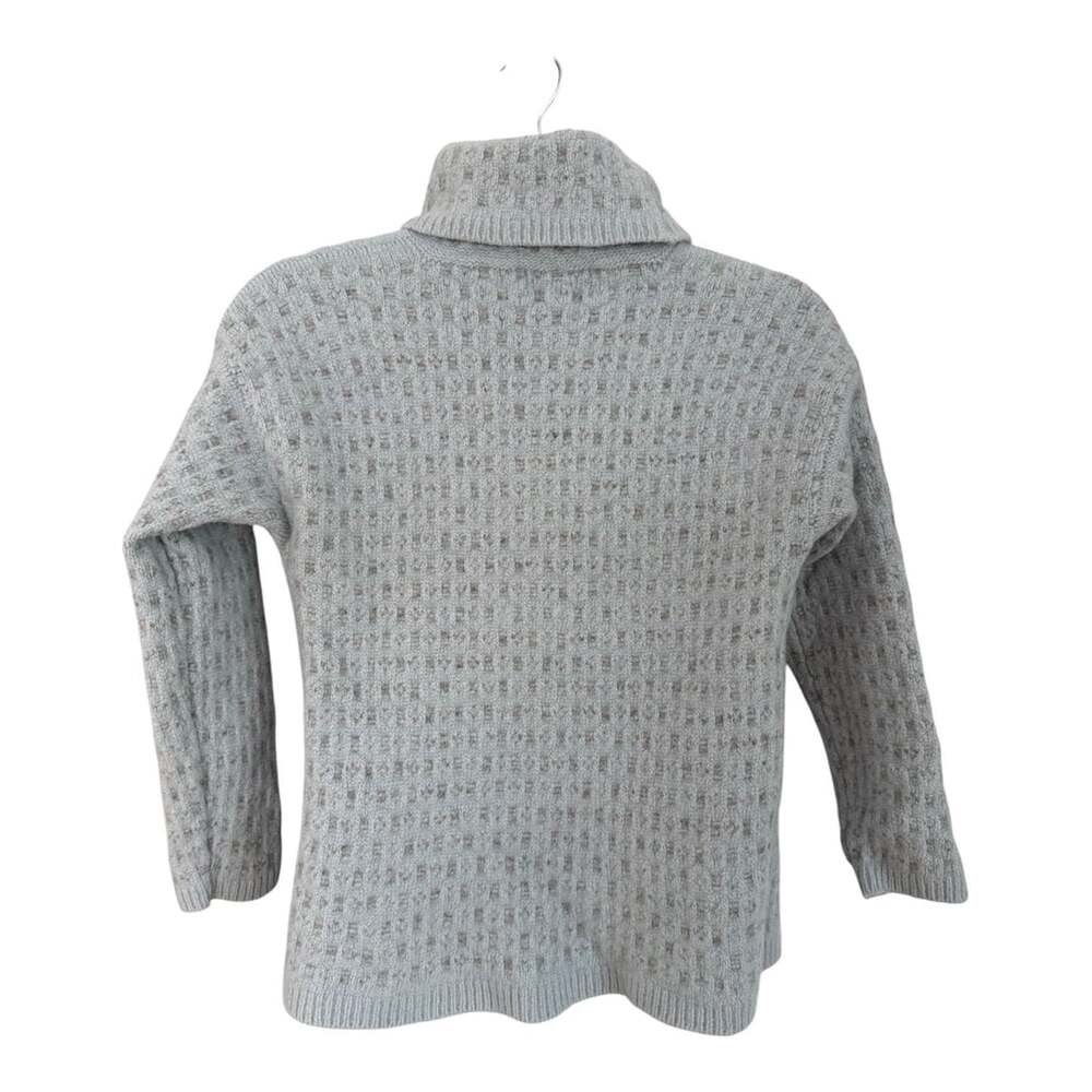 Fisherman Out Of Ireland Grey Merino Wool Turtleneck Textured Sweater Size M